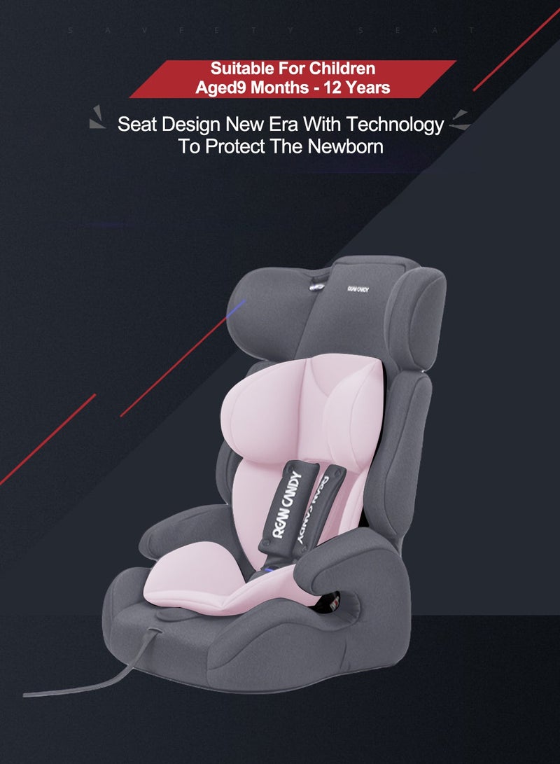 Child Safety Seat Portable Folding Baby Car Seat with Heightening Pad from 9 Months to 12 Years