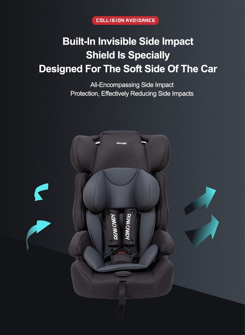 Child Safety Seat Portable Folding Baby Car Seat with Heightening Pad from 9 Months to 12 Years