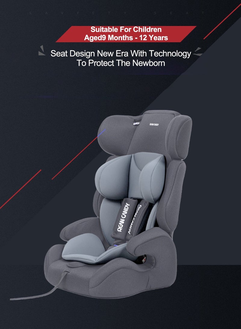 Child Safety Seat Portable Folding Baby Car Seat with Heightening Pad from 9 Months to 12 Years