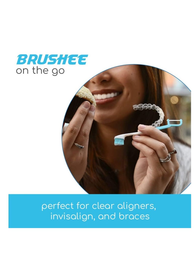 Brushee - The Evolution of Oral Care | 4-in-1 Tool (Paste + Brush + Floss + Pick) | Individually Wrapped | Disposable | Prepasted Travel Toothbrushes | Small Adult Toothbrush - (24-Pack)