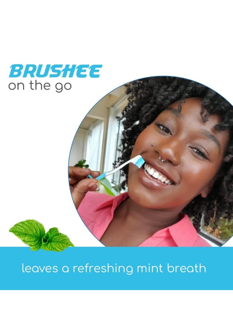 Brushee - The Evolution of Oral Care | 4-in-1 Tool (Paste + Brush + Floss + Pick) | Individually Wrapped | Disposable | Prepasted Travel Toothbrushes | Small Adult Toothbrush - (24-Pack)