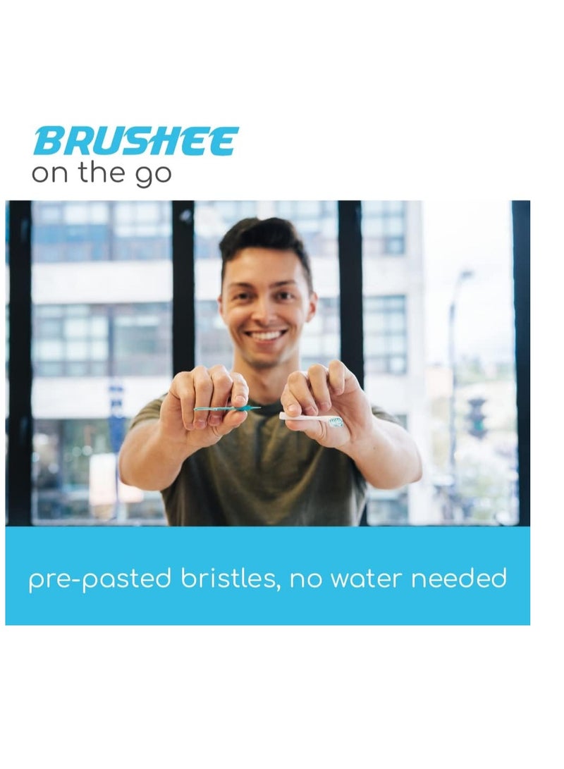 Brushee - The Evolution of Oral Care | 4-in-1 Tool (Paste + Brush + Floss + Pick) | Individually Wrapped | Disposable | Prepasted Travel Toothbrushes | Small Adult Toothbrush - (24-Pack)