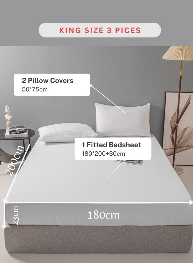 3 Piece Set Bedsheet With 2 Pillow Cases White