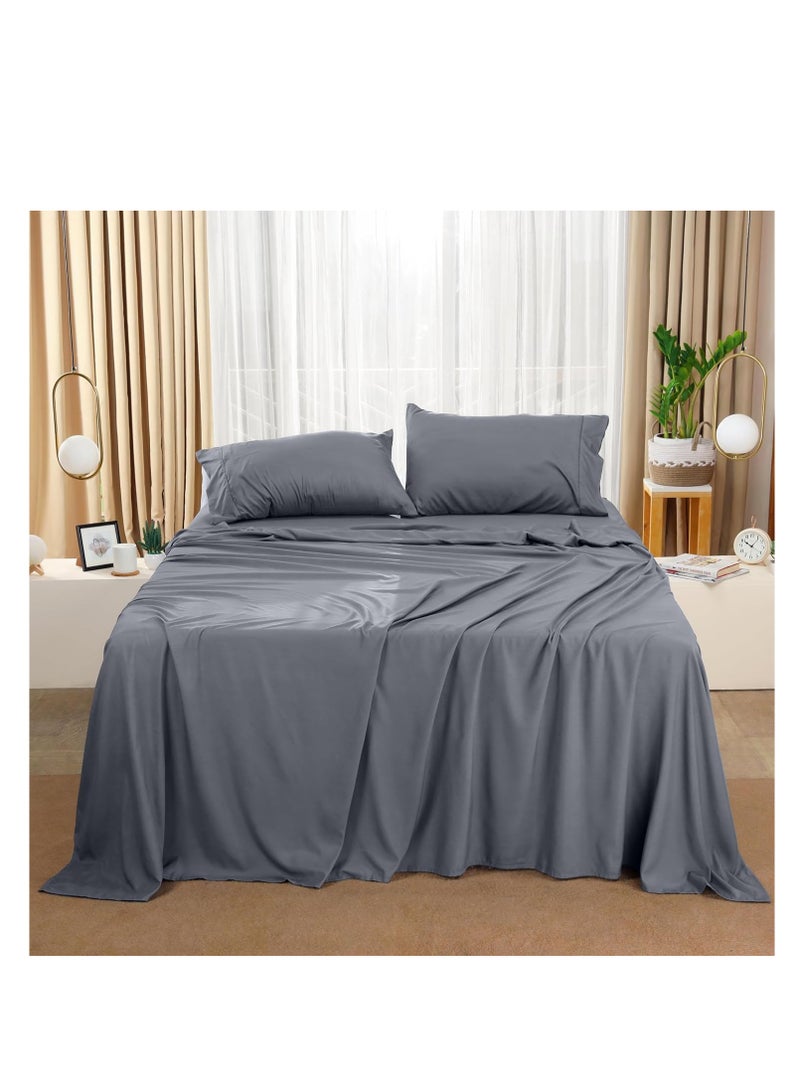 Utopia Bedding Queen Bed Sheets Set - 4 Piece Bedding - Brushed Microfiber - Shrinkage and Fade Resistant - Easy Care (Queen, Grey)