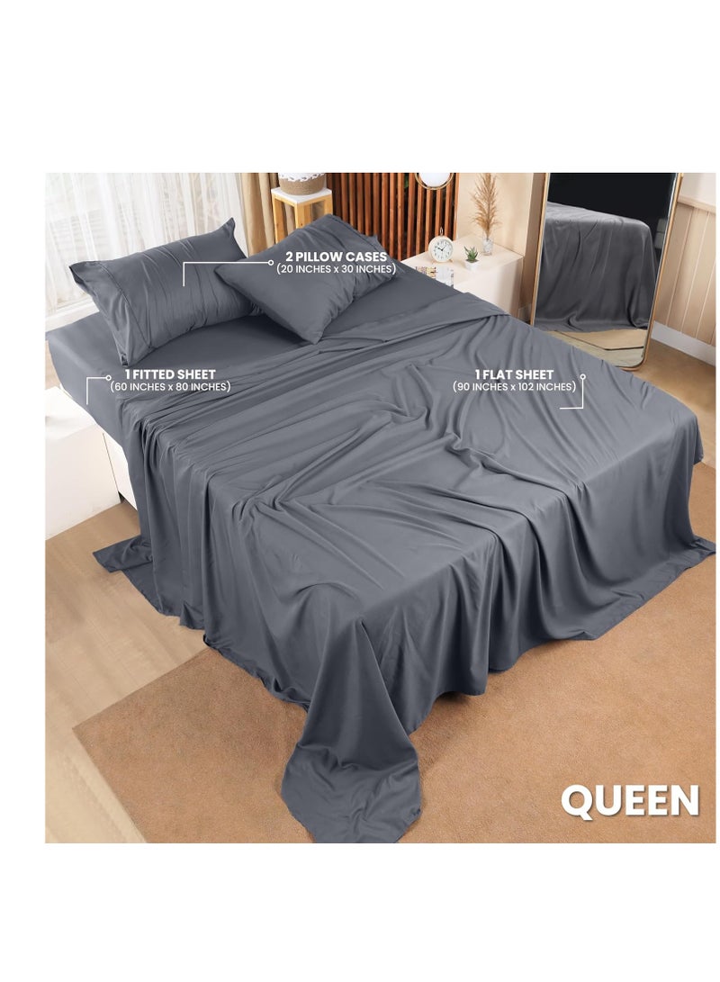 Utopia Bedding Queen Bed Sheets Set - 4 Piece Bedding - Brushed Microfiber - Shrinkage and Fade Resistant - Easy Care (Queen, Grey)