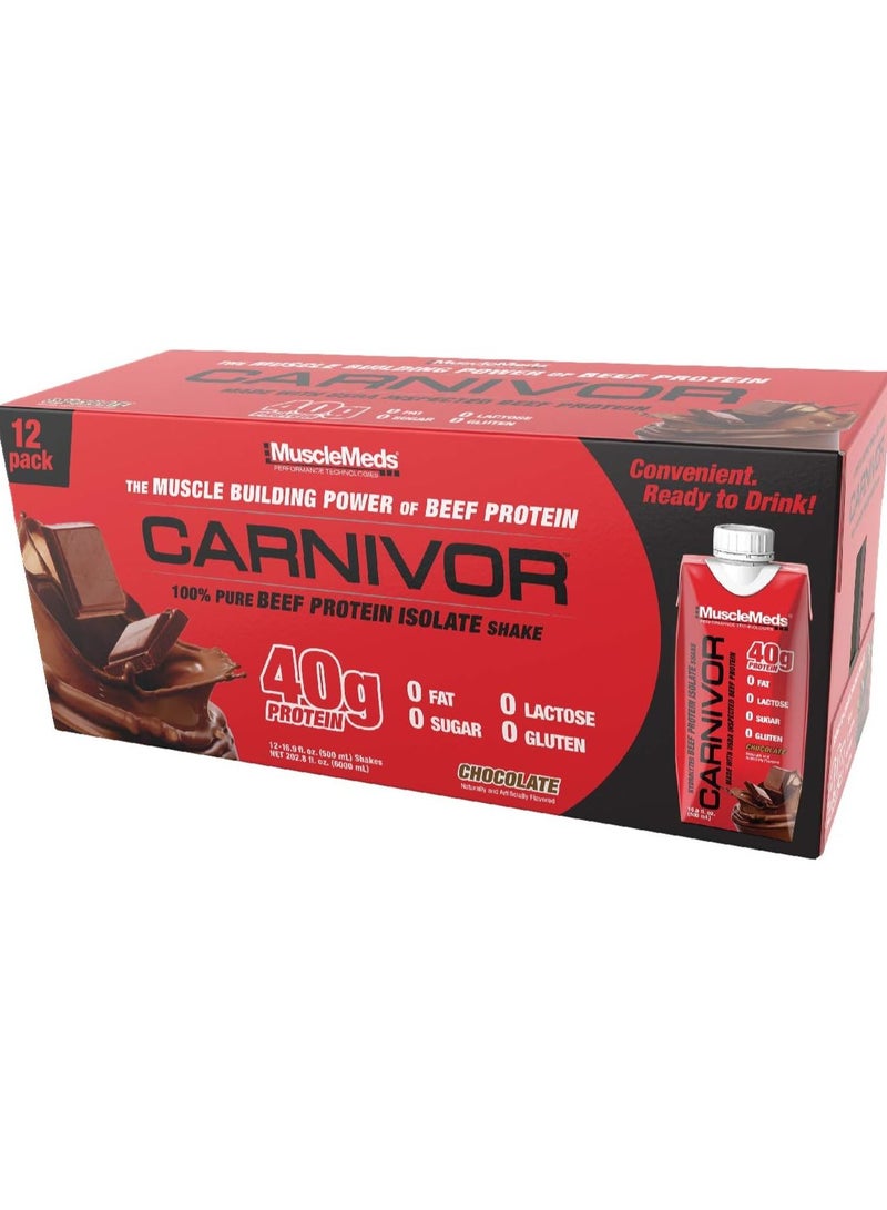 Carnivor RTD Pure Beef Protein Isolate Shake Chocolate 500ml Pack of 12