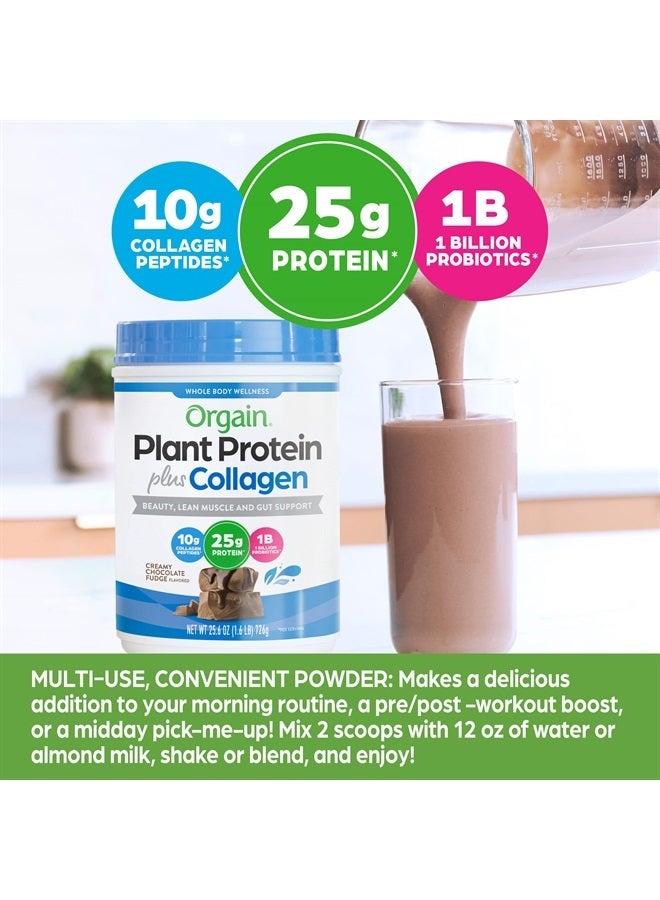 Protein Powder + Collagen, Creamy Chocolate Fudge - 25g of Protein, 10g Collagen Peptides, 1B Probiotics, Supports Hair, Skin, Nail, Joint & Gut Health, Gluten Free, Dairy Free, Soy Free- 1.6lb