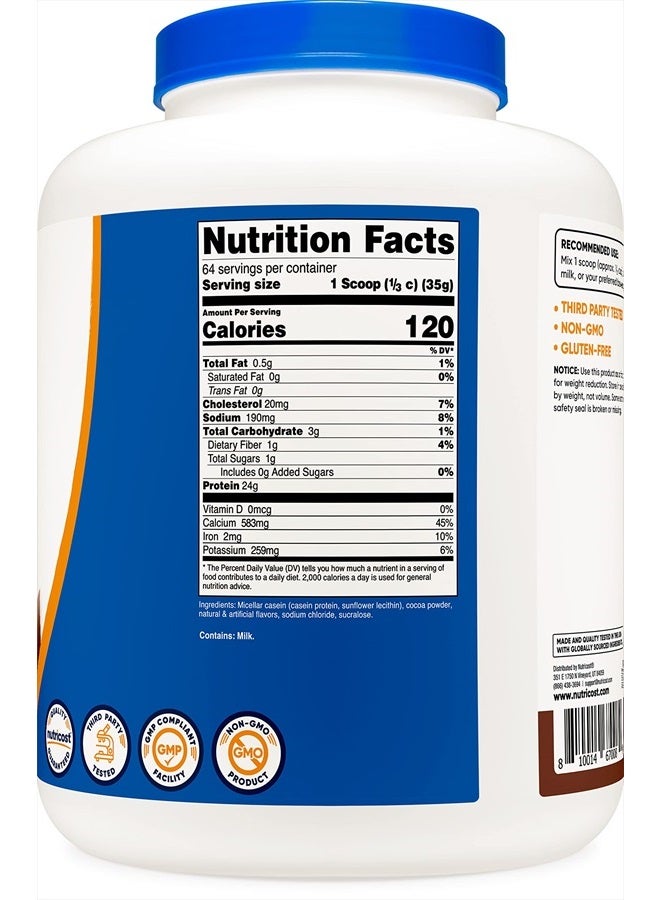 Casein Protein Powder 5lb Chocolate - Micellar Casein, Gluten Free, Non-GMO