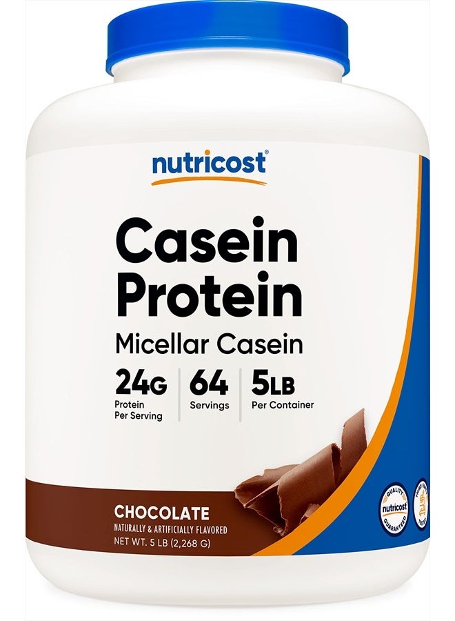 Casein Protein Powder 5lb Chocolate - Micellar Casein, Gluten Free, Non-GMO