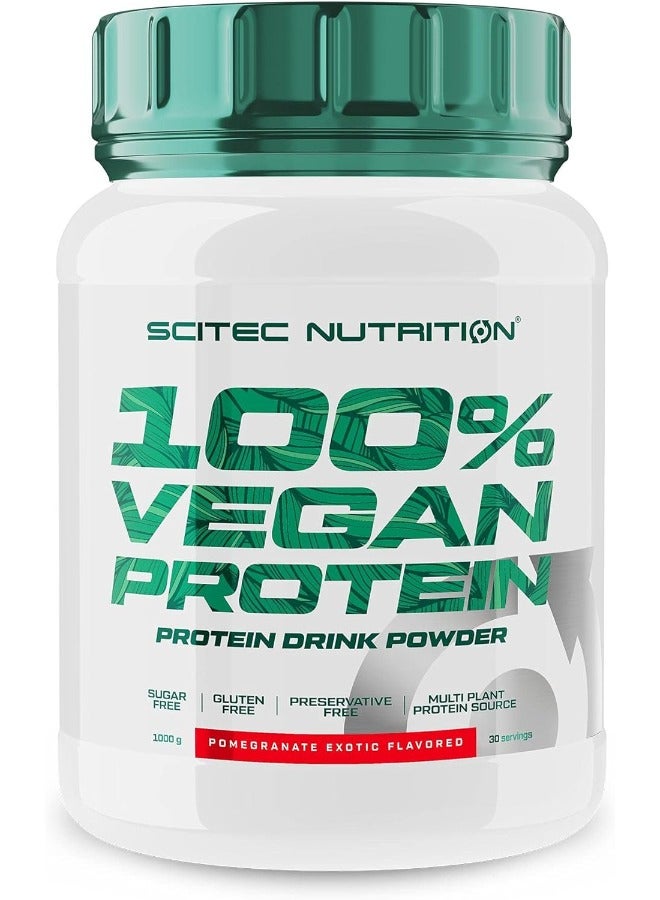 'Scitec Nutrition 100% Vegan Protein, Flavored Plant Protein Drink Powder with Vitamin B12 and Sweeteners, Sugar-Free and Gluten-Free, 1 kg, Pomegranate Exotic'