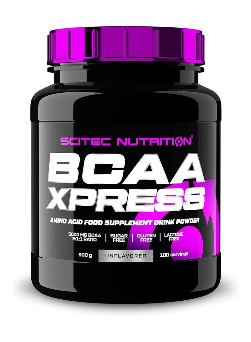 Scitec Nutrition BCAA Express | Pre-workout Amino Acid Food Supplement Drink Powder | Boost Your Energy Gluten Free Sugar Free Unflavored | Kick Body | 100 Serving 500 gm