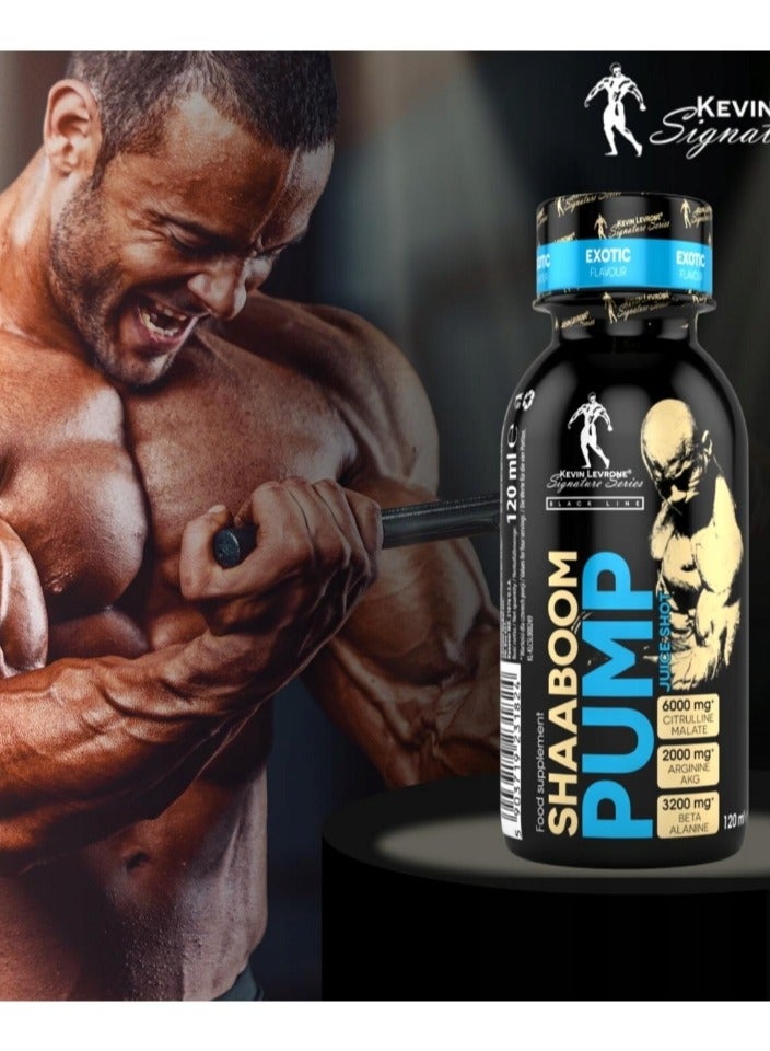 Kevin Levrone Shaaboom Pump Juice Shot Exotic Flavor 120 ml Pack of 12