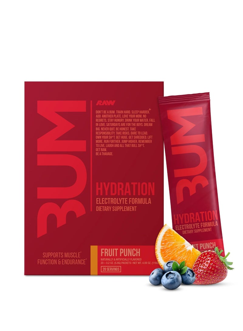 RAW Electrolytes Hydration Powder - Supports Muscle Function & Endurance, On The Go for Athletes, Fruit Punch, 20 Servings