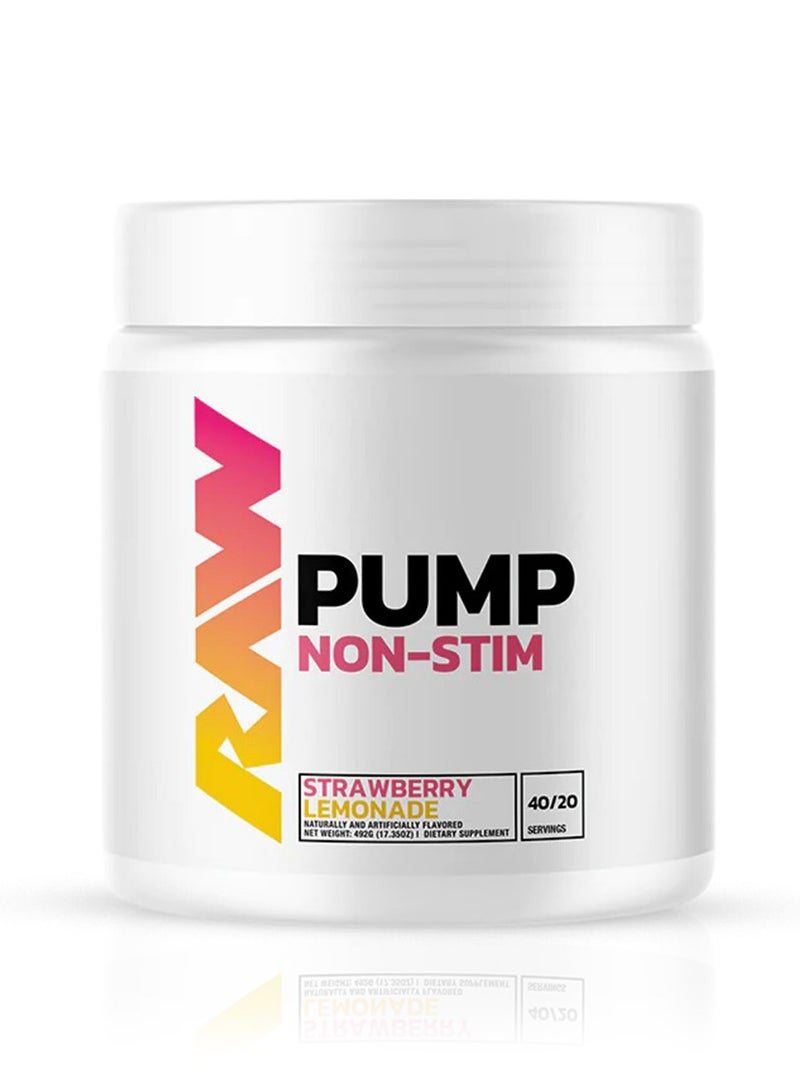 RAW Pump - Non Stimulant Pre Workout Powder, Strawberry Lemonade, 40 Servings