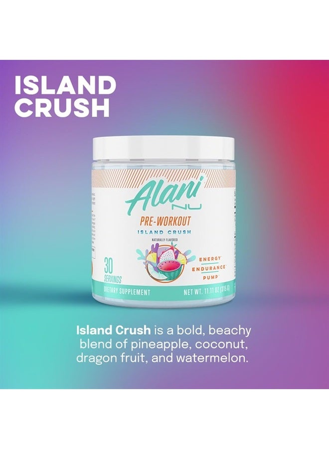 Pre Workout Powder Amino Energy Boost Endurance Supplement Sugar Free 200mg Caffeine L-Theanine, Beta-Alanine, Citrulline - 30 Servings Island Crush
