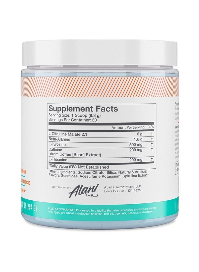 Pre Workout Powder Amino Energy Boost Endurance Supplement Sugar Free 200mg Caffeine L-Theanine, Beta-Alanine, Citrulline - 30 Servings Island Crush