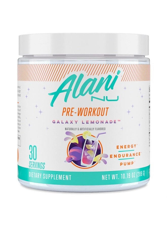 Pre Workout Powder Amino Energy Boost Endurance Supplement Sugar Free - 200mg Caffeine L-Theanine, Beta-Alanine, Citrulline - 30 Servings Galaxy Lemonade