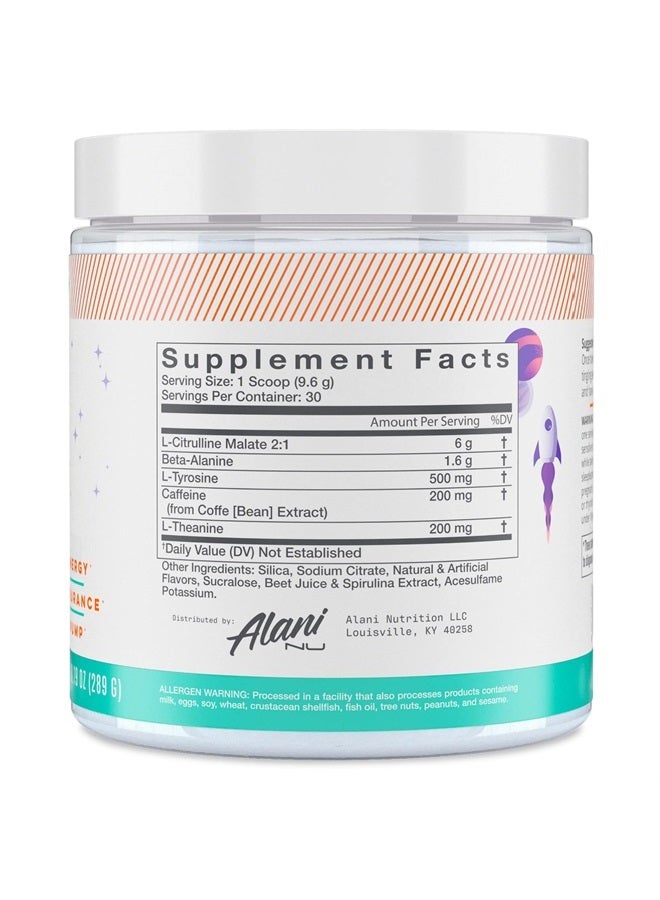 Pre Workout Powder Amino Energy Boost Endurance Supplement Sugar Free - 200mg Caffeine L-Theanine, Beta-Alanine, Citrulline - 30 Servings Galaxy Lemonade