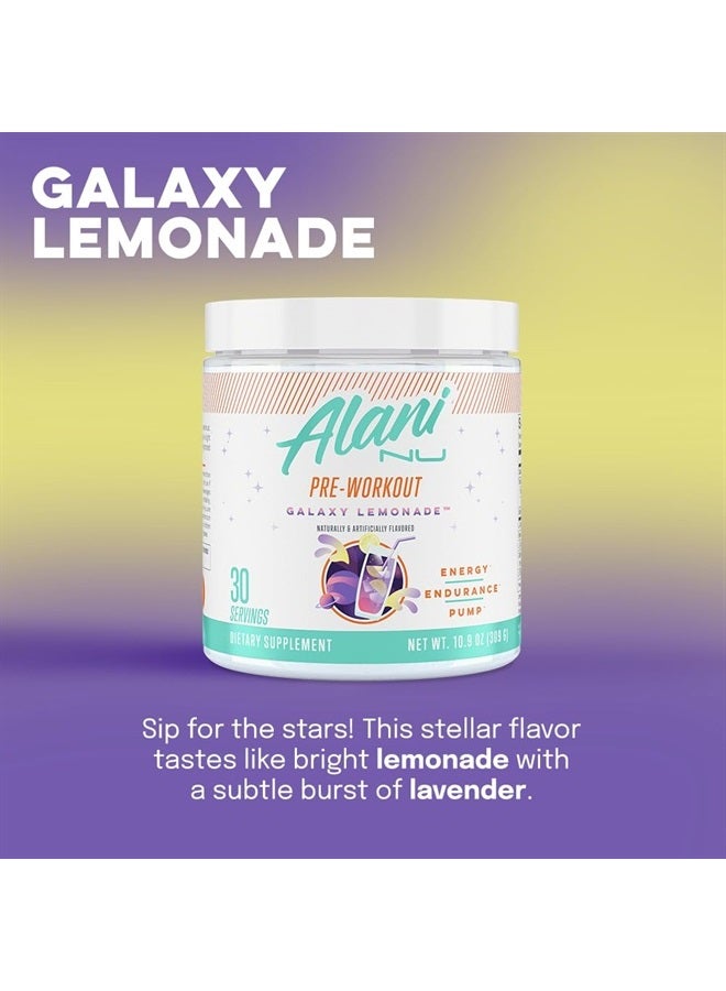Pre Workout Powder Amino Energy Boost Endurance Supplement Sugar Free - 200mg Caffeine L-Theanine, Beta-Alanine, Citrulline - 30 Servings Galaxy Lemonade