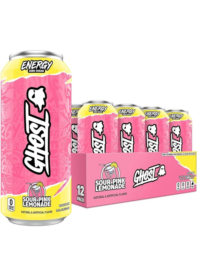 Ghost Energy zero sugar RTD Sour Pink Lemonade Flavor 473ml Pack of 12