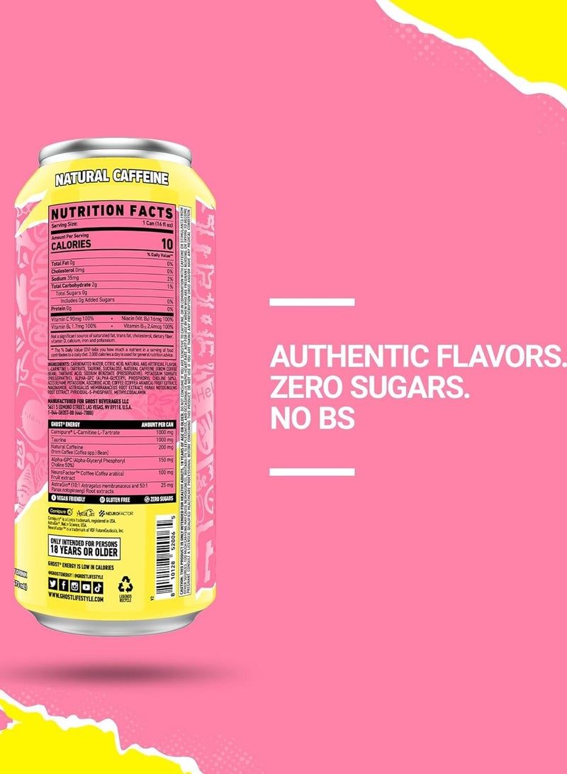 Ghost Energy zero sugar RTD Sour Pink Lemonade Flavor 473ml Pack of 12