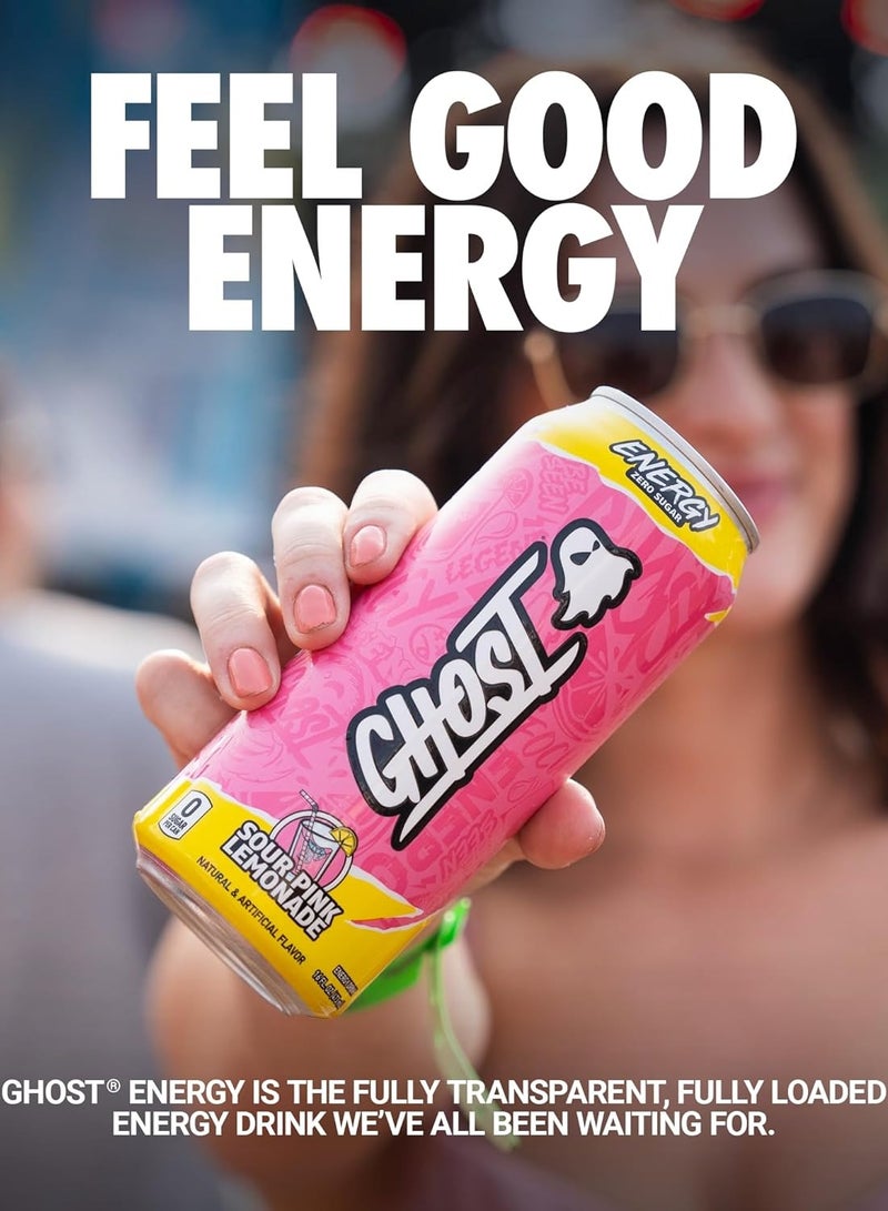 Ghost Energy zero sugar RTD Sour Pink Lemonade Flavor 473ml Pack of 12