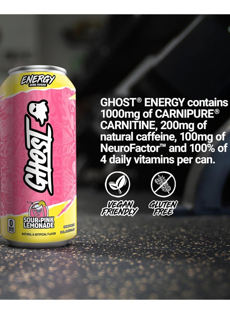 Ghost Energy zero sugar RTD Sour Pink Lemonade Flavor 473ml Pack of 12