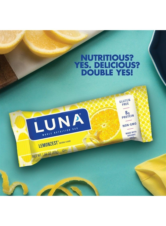 LUNA Bar - LemonZest Flavor - Gluten-Free - Non-GMO - 7-9g Protein - Made with Organic Oats - Low Glycemic - Whole Nutrition Snack Bars - 1.69 oz. (12 Pack)