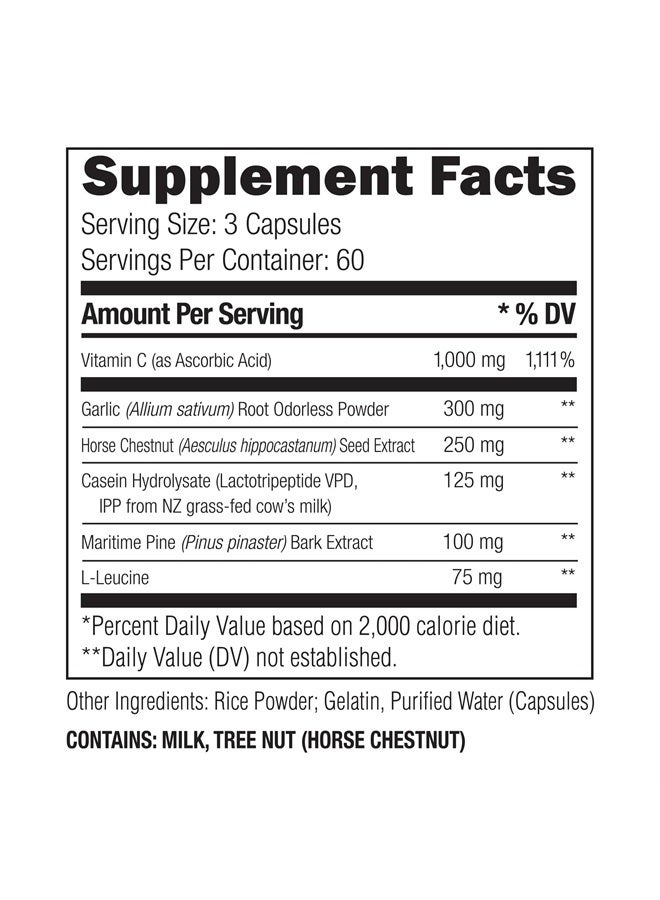 Redwood - Supports Nitric Oxide & Healthy Blood Flow - Blend of Vitamins & Herbal Extracts - Supplement with Vitamin C, Garlic & Horse Chestnut - for Well-Being - 30 Day Supply - 180 Capsules