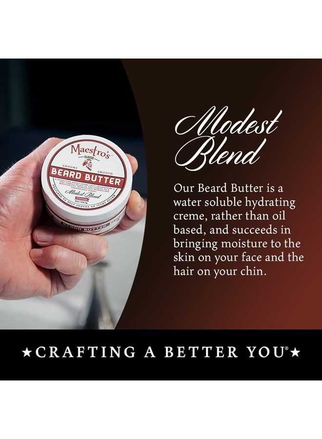 BEARD BUTTER | Anti-Itch, Extra Soothing, Hydrating Beard Creme For All Beard Types & Lengths- Modest Blend, 4 Ounce