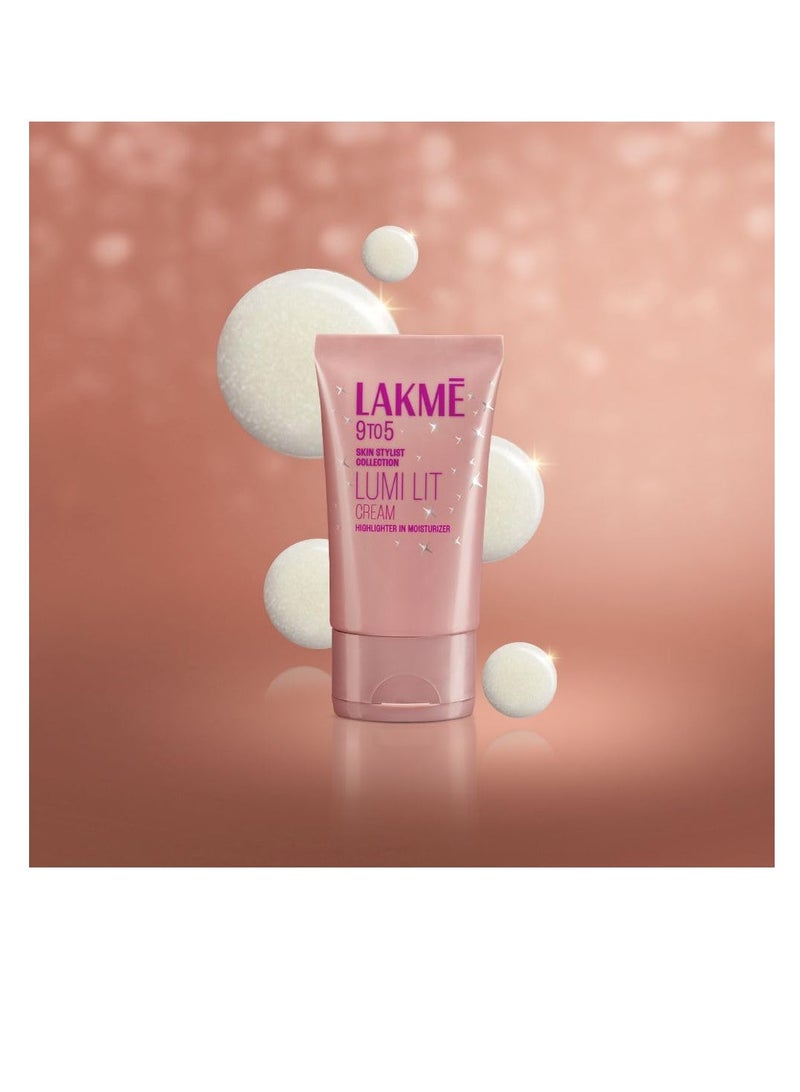 Lakme Lumi Lit Cream   Face Cream with Moisturizer   Highlighter  enriched with Niacinamide and Hyaluronic Acid   Gold 60g