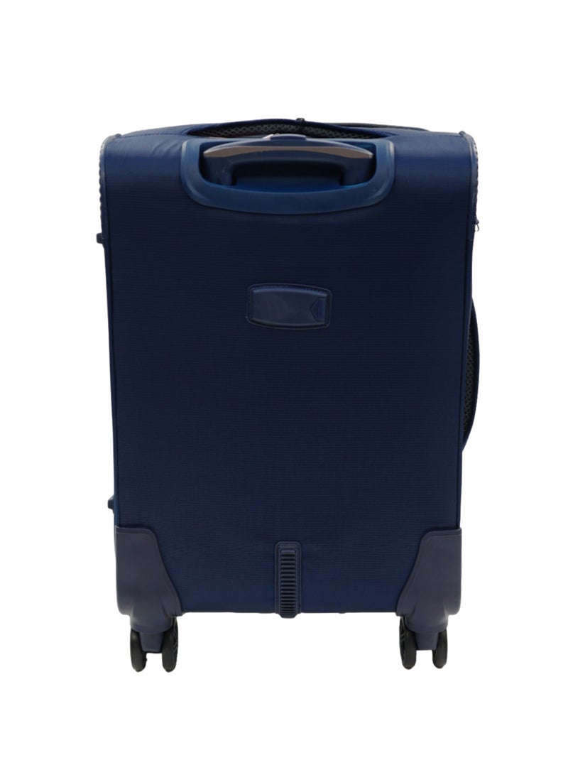 GIORDANO Casablanca Series Carry-on Small Cabin Suitcase Navy Blue, Soft Nylon Lightweight Durable Expandable 4 Wheels Luggage Trolley Bag 20