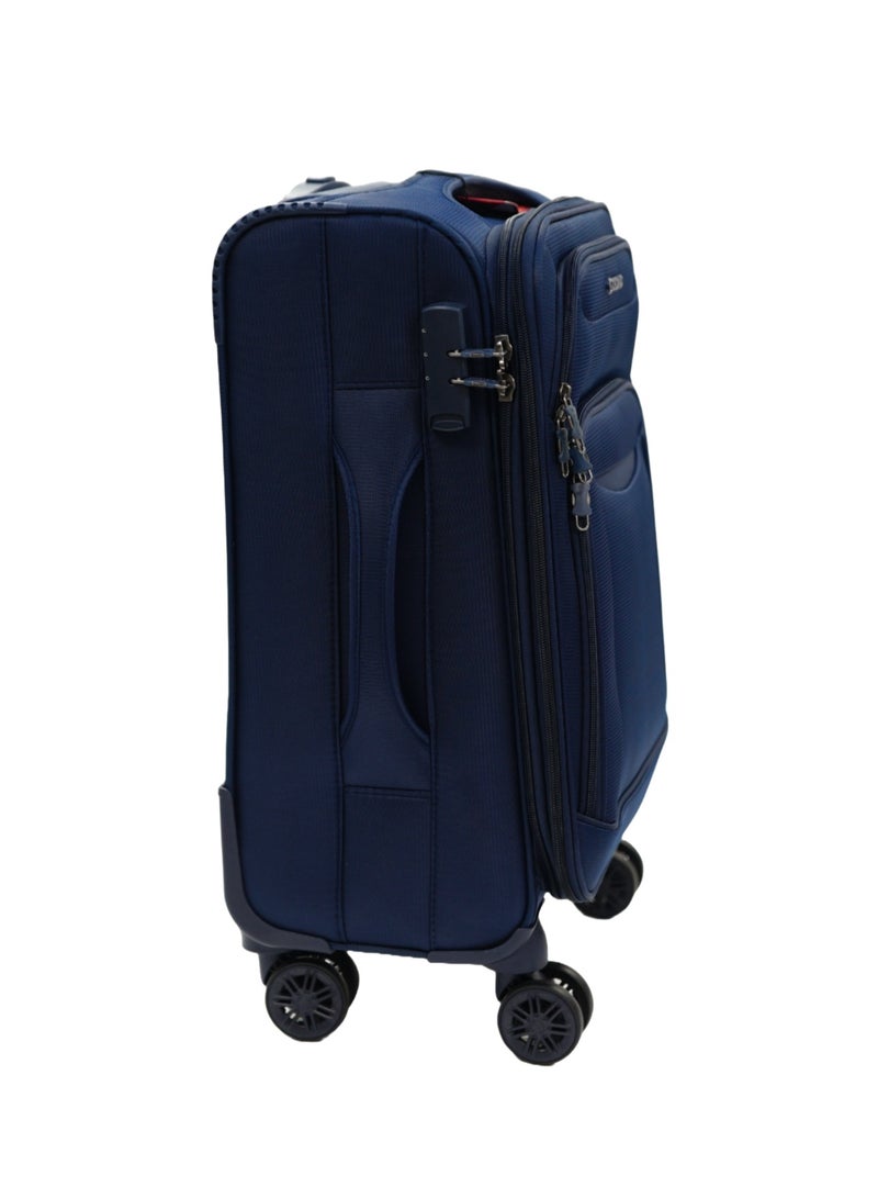 GIORDANO Casablanca Series Carry-on Small Cabin Suitcase Navy Blue, Soft Nylon Lightweight Durable Expandable 4 Wheels Luggage Trolley Bag 20