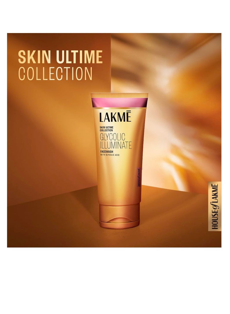 Lakme Glycolic Illuminate Facewash with Glycolic Acid   Glycolic Acid Face Wash for Exfoliating Dull Skin   Gentle Cleanser for Glowing Skin 100gm