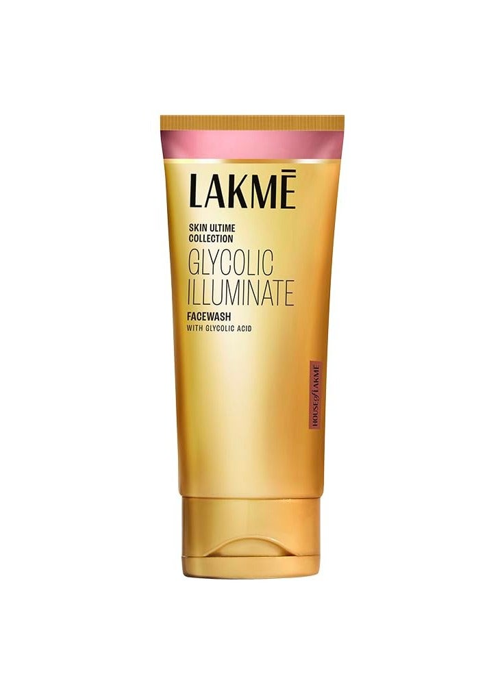 Lakme Glycolic Illuminate Facewash with Glycolic Acid   Glycolic Acid Face Wash for Exfoliating Dull Skin   Gentle Cleanser for Glowing Skin 100gm