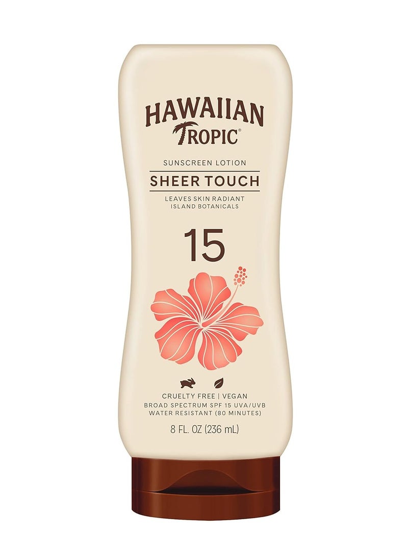 Hawaiian Tropic Sheer Touch Ultra Radiance Lotion Sunscreen SPF 15, 8oz | Hawaiian Tropic Sunscreen SPF 15, Sunblock, Broad Spectrum Sunscreen, Oxybenzone Free Sunscreen, Body Sunscreen, 8oz