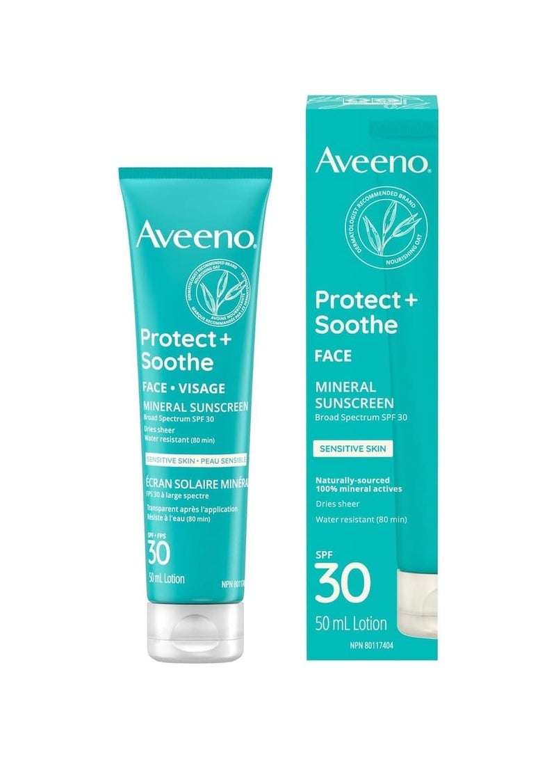 Aveeno Protect + Soothe Face Mineral Sunscreen SPF 30, 50 mL