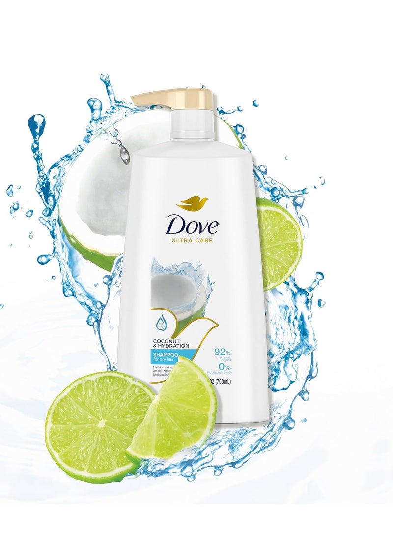 Dove Ultra Care Shampoo Coconut and Hydration for Dry Hair Shampoo with Oil Blend of Coconut, Jojoba & Sweet Almond 25.4 oz