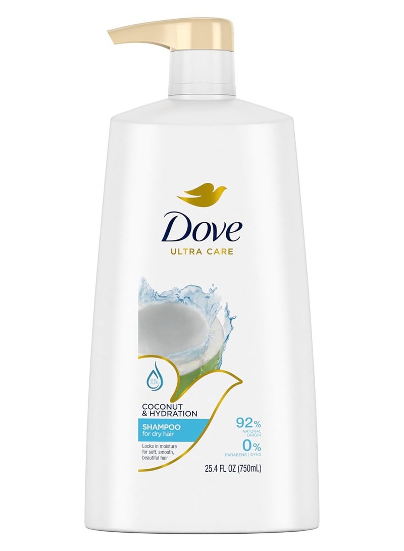 Dove Ultra Care Shampoo Coconut and Hydration for Dry Hair Shampoo with Oil Blend of Coconut, Jojoba & Sweet Almond 25.4 oz