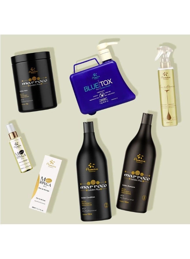 Floractive Blue Tox 5-in-1 Blueberry Complex - Tanninoplastia for Straight, Shiny, Nano-Protected, Anti-Frizz Hair (1kg)