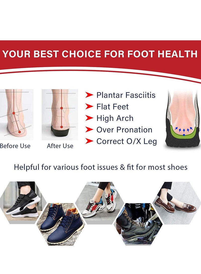 Plantar Fasciitis Arch Support Insole For Men Women And Children 3/4 Length Orthopedic Insole For High Arch Flat Foot Hyperpronation Heel Pain Relief Heel Pad Size M6.5-8.5/W7.5- 9.5