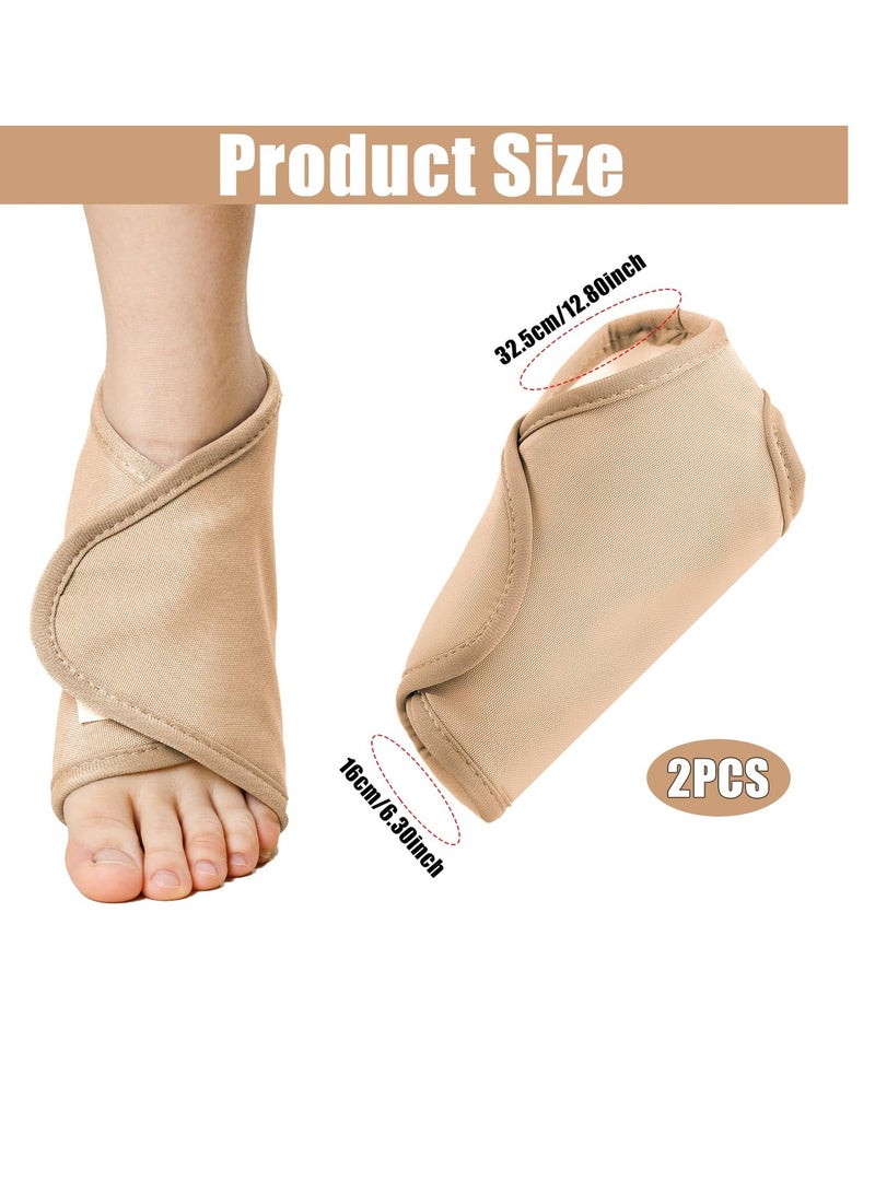 2 Pcs Ankle Organic Castor Oil Pack, Comfortable Castor Oil Pack Wrap for Feet Castor Oil Compress Wrap For Women Ankle Support, Castor Oil Not Included, Khaki