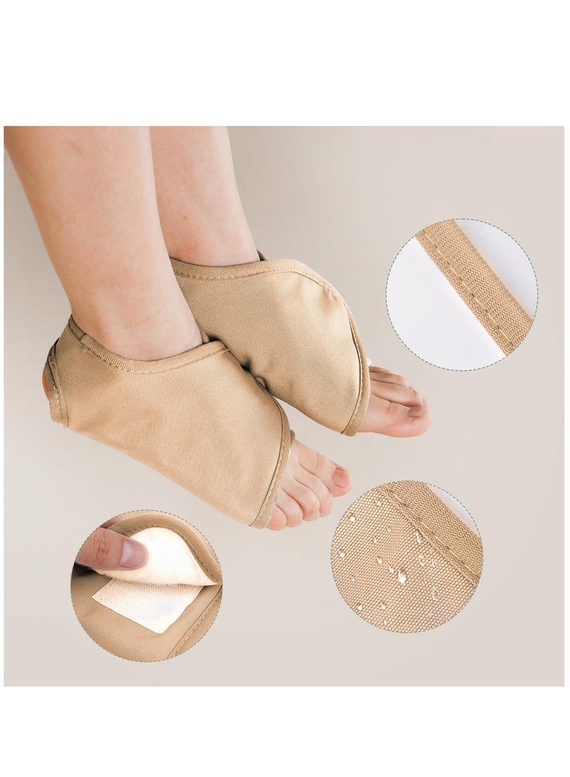 2 Pcs Ankle Organic Castor Oil Pack, Comfortable Castor Oil Pack Wrap for Feet Castor Oil Compress Wrap For Women Ankle Support, Castor Oil Not Included, Khaki