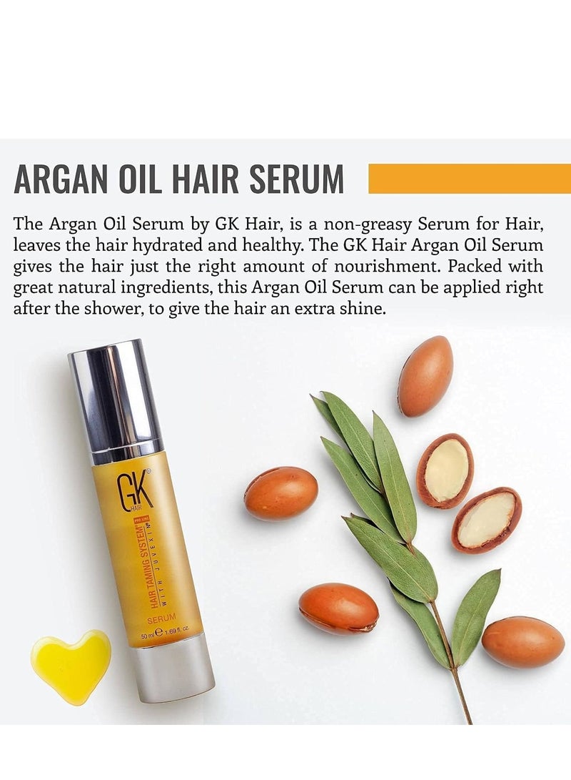 GK Hair Taming System Global Keratin Hair Serum ( 50ml ) with Argan Oil Provides Smoothness