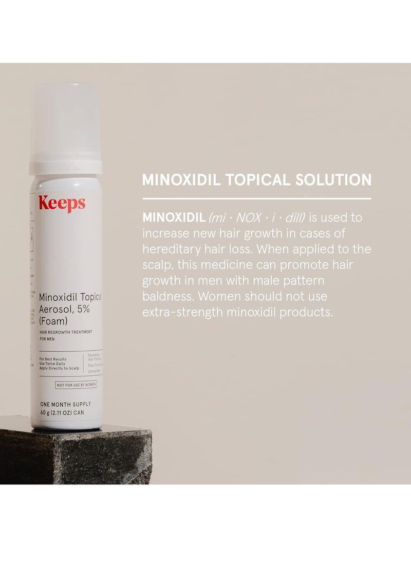 Keeps Extra Strength Minoxidil for Men Topical Aerosol Foam 5%, Hair Growth Treatment - 3 Month Supply (3 x 2.11oz Bottles) - Thicker, Longer Hair - Slows Hair Loss & Promotes Hair Regrowth