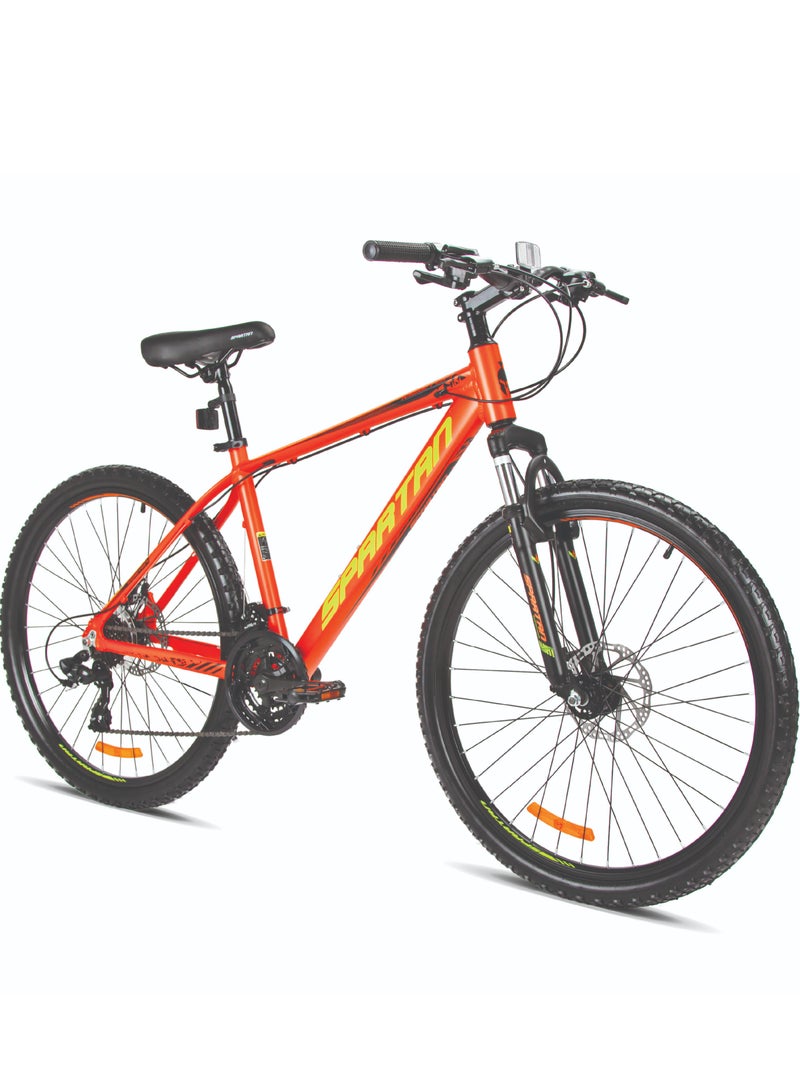 Spartan 26 Inch Master MTB Mountain Bike - Alloy Frame | Front Suspension Fork, Wanda Tires | Mechanical Disc Brakes | Shimano Tourney Derailleurs & Shifters - Orange