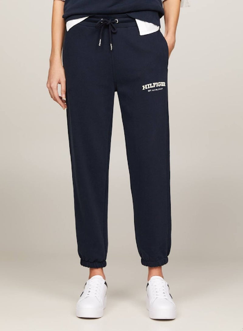 Women's Hilfiger Monotype Flocked Logo Joggers -  Pure cotton, Blue