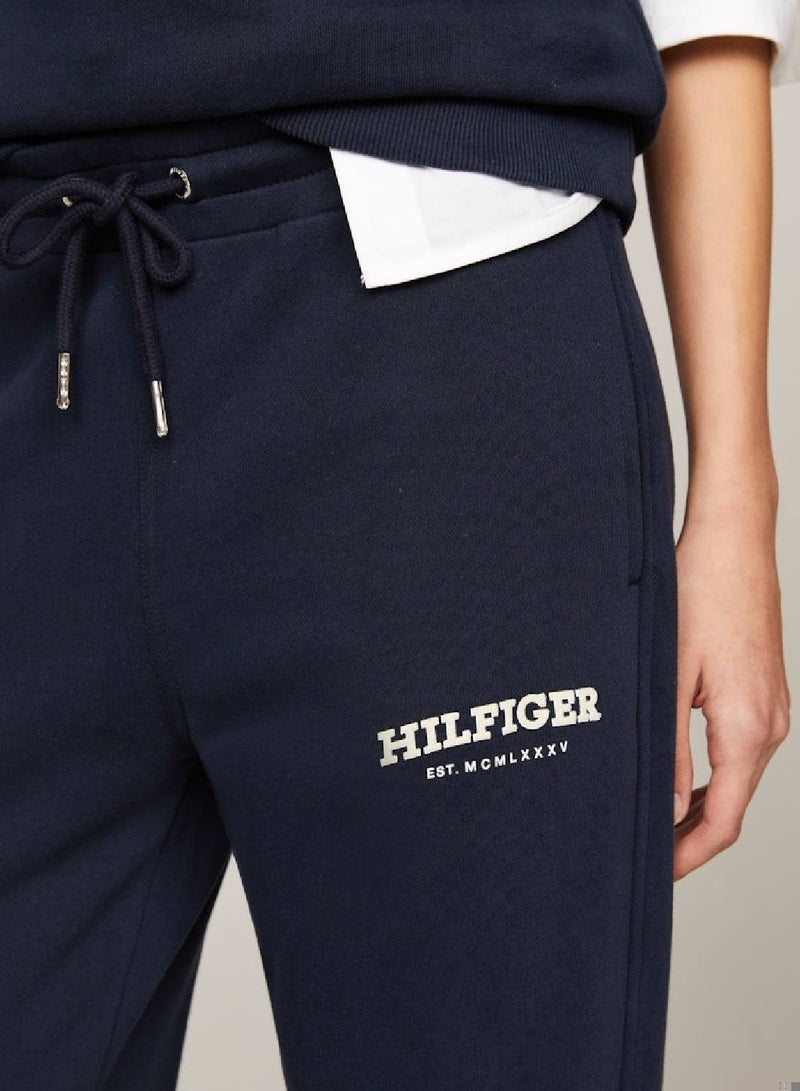 Women's Hilfiger Monotype Flocked Logo Joggers -  Pure cotton, Blue