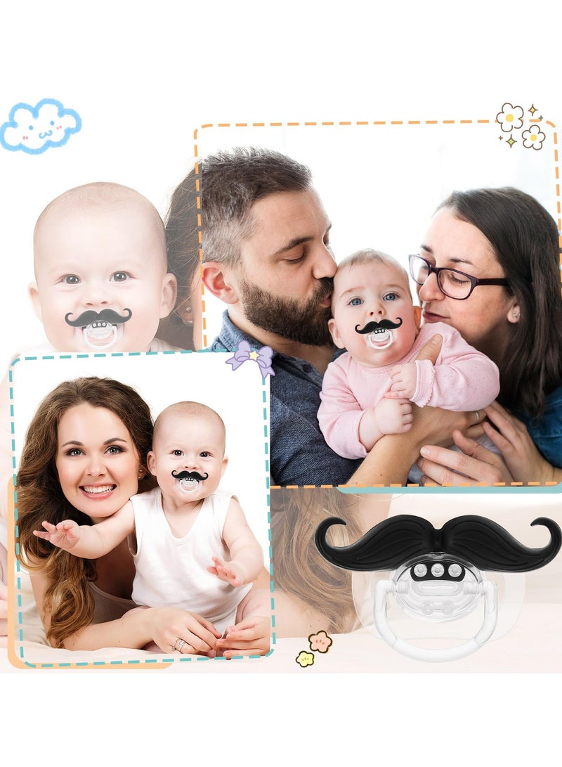 Pacifier, 8 Pcs Funny Mustache Baby Pacifier for 0-6 Months, BPA-Free, Orthodontic Silicone Nipple, Cute, Funny, Mustache Binkies, Gift for Babies, Newborns, Infants, Toddlers