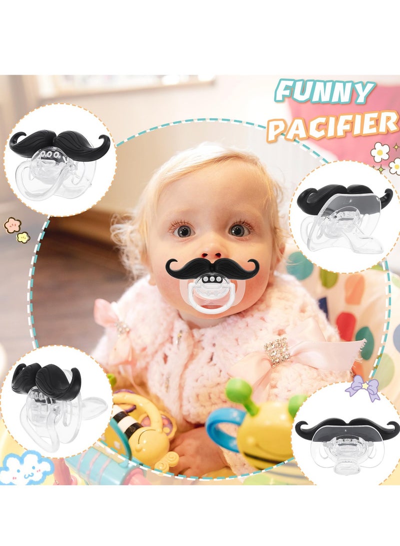 Pacifier, 8 Pcs Funny Mustache Baby Pacifier for 0-6 Months, BPA-Free, Orthodontic Silicone Nipple, Cute, Funny, Mustache Binkies, Gift for Babies, Newborns, Infants, Toddlers